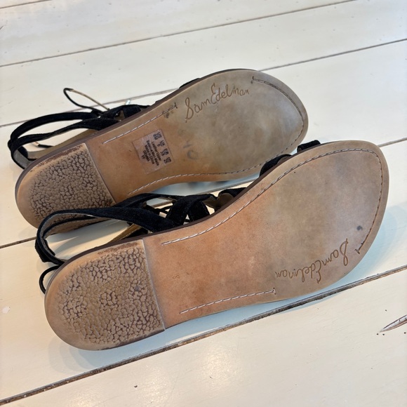 Sam Edelman Gemma Gladiator Leather Lace Up Suede Sandal Women's Size 8 Black - Picture 7 of 12